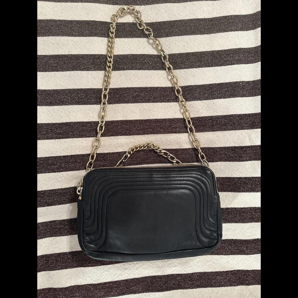 Henri Bendel Black Leather Chain Bag